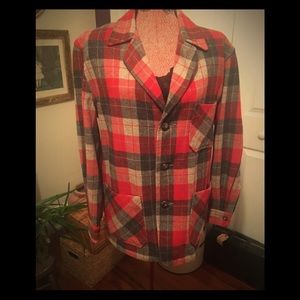 vintage wool-nylon blend plaid blazer.
